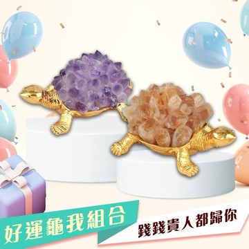好運龜我【命運好好玩】湯鎮瑋-紫晶簇聚貴錢龜鎮+黃晶簇聚財錢龜鎮