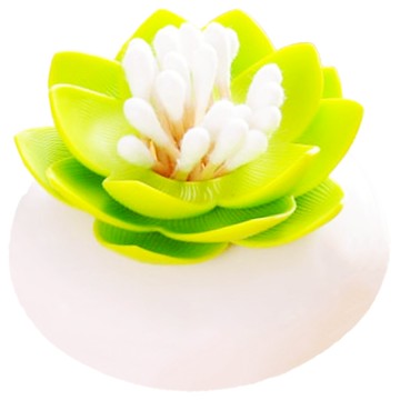 iSFun 綻放蓮花 附蓋防塵棉花牙籤筒  1個  綠色