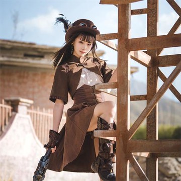 熠先生的蒸汽大陸 蒸汽朋克半袖拼接立領春夏外搭短上衣開衫外套