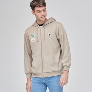 moz瑞典國旗駝鹿刺繡連帽外套-奶茶(亞洲版)男款