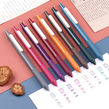 【STU】復古色 中性筆  0.5mm 按壓式 圓珠筆 水性筆 鋼珠筆 文具 手帳 刷題筆 原子筆 批發筆