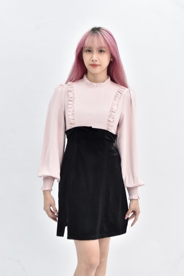 (S) pinky room 長袖粉色洋裝