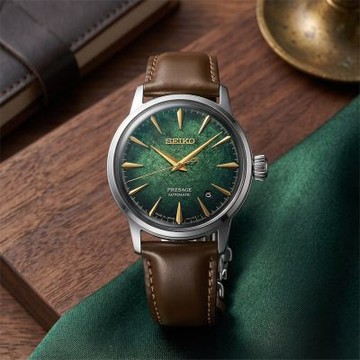 SEIKO 精工 Presage Cocktail Time 調酒師機械錶 寵爸時刻 送禮推薦-綠/38.5mm(HCB002/4R35-04A0L)_SK045