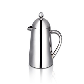 1L錐形雙層全不銹鋼咖啡壺沖茶濾茶器茶壺家居實用濾壓壺水壺茶壺