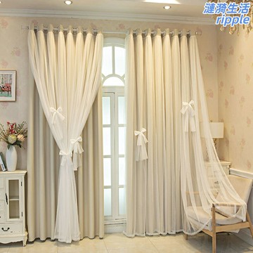 【奶油ins風】遮光窗簾 全遮光窗簾 雙層窗簾 紗簾 飄窗窗簾 臥室窗簾 布紗一體設計 溫柔奶油色 少女心臥室 客廳陽臺通用