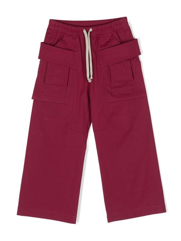 Rick Owens Kids - drawstring cotton straight trousers - kids - Cotton/Elastane - 4 yrs - Pink
