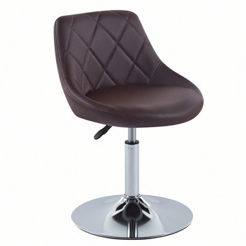 E-home Luke路克菱格紋皮面可調式多功能圓盤椅-四色可選棕色