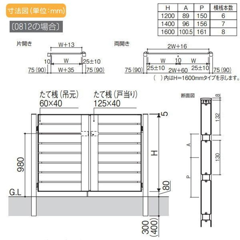 形材門扉 三協アルミ 三協立山 フレイナY2型 形材門柱タイプ 片開き