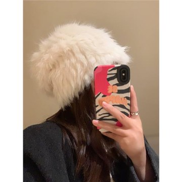 慵懶千金~ins毛絨保暖堆堆帽子女秋冬日系大頭時髦護耳加厚套頭帽