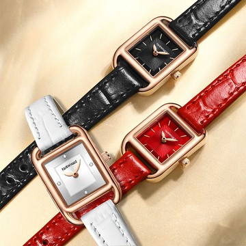 Mark fairwhale 馬克菲爾 方圓造型文雅感觸溫潤高值皮革女用錶-3570