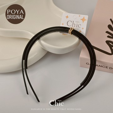 POYA CHIC台灣製霧面髮圈皮紋加長2入-黑7mm