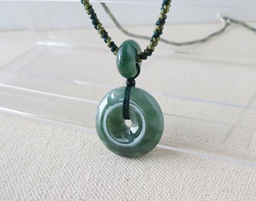 本命年【歲歲平安】意境棉平安扣翡翠絲光編織項鍊*SA22*招財開運