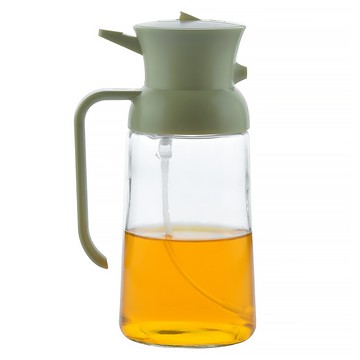 SUNORO 家用按壓噴倒兩用油壺/玻璃噴油瓶/空氣炸鍋調味瓶/油醋瓶 綠色  550ml  1個