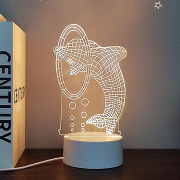 【All Splendid】3D雕刻發光小夜燈 海豚跳水 LED壓克力臥室燈 生日禮物 聖誕節