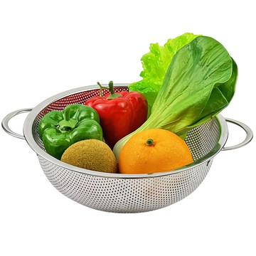 QUEEN SENSE 雙耳濾水籃  1個  23cm  銀色