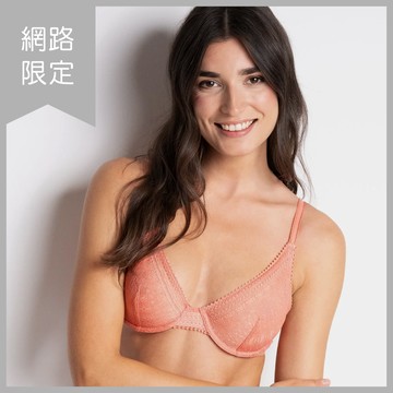 網路獨賣【Passionata】深V網紗無襯內衣>C罩杯>水蜜桃粉(49PMA)>Leila