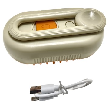 智能電動蒸氣寵物按摩梳 噴霧梳 除毛刷 清潔刷 貓狗梳毛  卡其色  2個