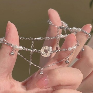限時特賣🔥 925銀平安扣珍珠手鏈女輕奢ins小衆設計時尚簡約百搭雙層閨蜜手飾