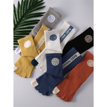 內田四季中長筒棉質高腰五指襪青少年男女初中生籃球分趾襪子