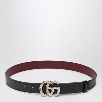 Black leather belt with bamboo GG Marmont buckle