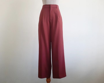 復古紅棕色高腰打褶長褲 女款 S 尺碼 26 27