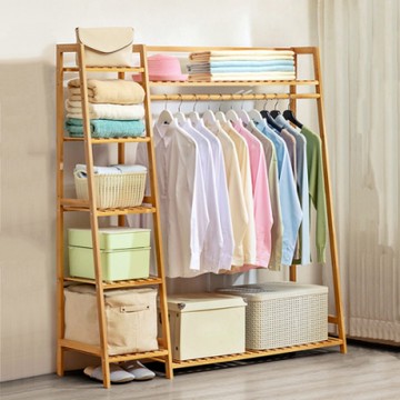 楠竹梯型衣帽架-加長款130公分 130×40×140CM Y10021