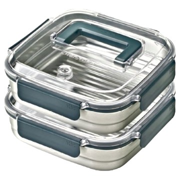 Glasslock Cheftopf 手提型不銹鋼保鮮盒套裝 1850毫升  2個容器 + 2個蓋子  1組