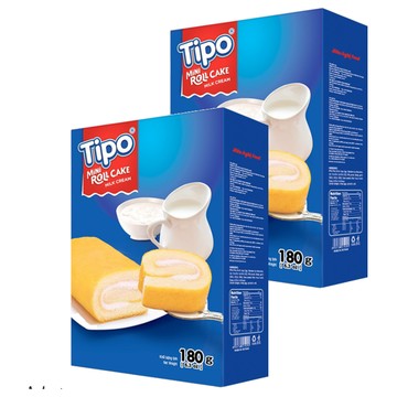 Tipo 瑞士捲 牛奶口味 選用優質小麥及精選雞蛋 牛奶香味四溢 鬆軟不黏牙 老少皆宜  180g  2盒
