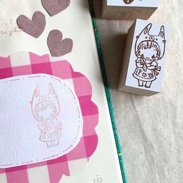 橡皮擦印章【兔耳兜帽小幫手印章】