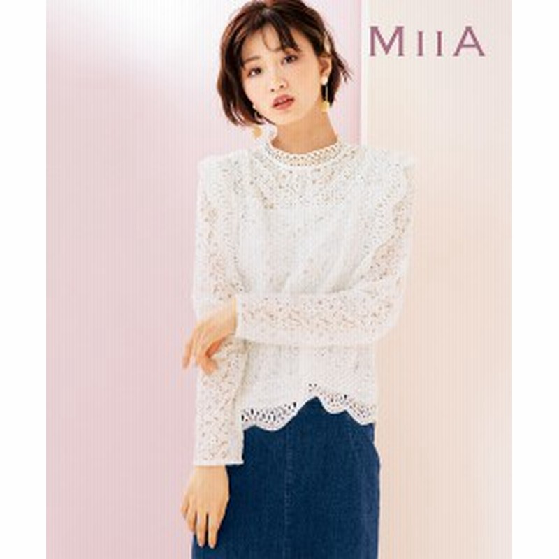 大きいサイズ レディース レース デザイン ブラウス Miia オフホワイト ピンク L 10l ニッセン Nissen 通販 Lineポイント最大1 0 Get Lineショッピング