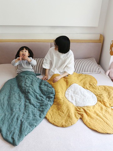 -亞麻花朵蓋被空調被夏季單人被子可水洗