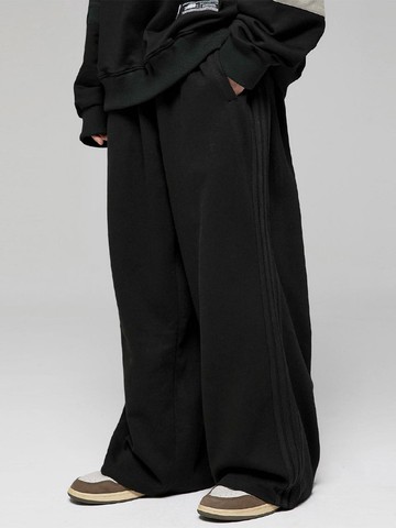 Four Line Wide Sweat Pants [Black] (CP0240)