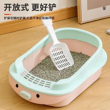 卡通貓砂盆半封閉式貓廁所大號單層除臭防帶砂貓砂盆寵物用品