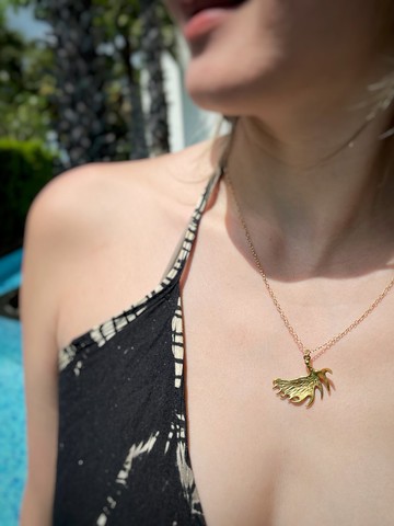 黃銅單條駝鹿角項鍊。