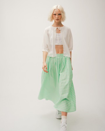 UUIN_前短後長白針織綁帶開衫