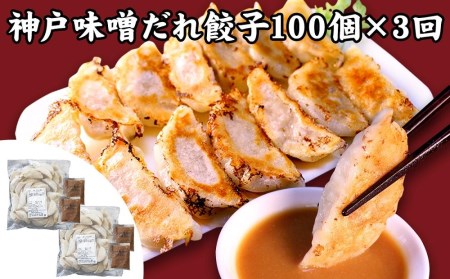 神戸名物 味噌だれ餃子100個（50個×2パック）×3回