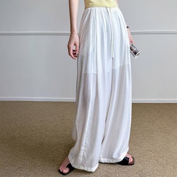 [巴黎精品] 現貨+預購 法式高腰長褲寬褲直筒褲子落地褲垮褲寬鬆大碼休閒女裝-亞麻女褲子4色a1kt78