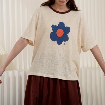 撞色設計 柔軟花朵T恤762312