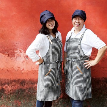 出清品 l 職人牛仔布 三用圍裙:藍白條紋/短版