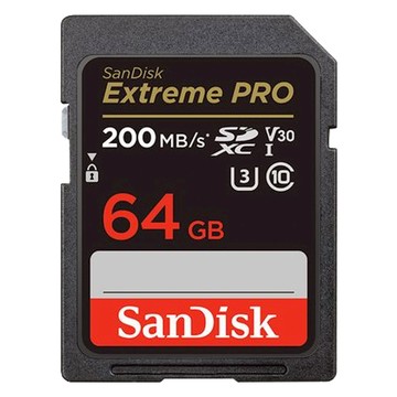 SanDisk 晟碟 Extreme Pro SDXC V30 U3 C10 UHS-I 200MB/s R 90MB/s W 記憶卡  64GB  1個