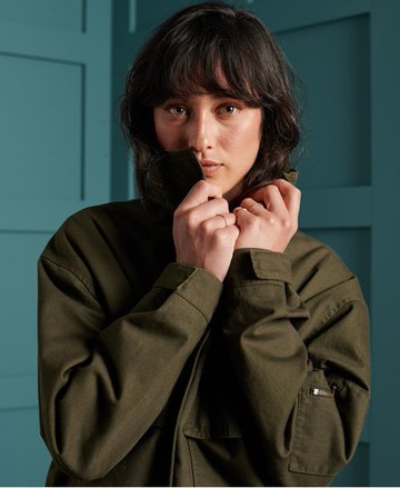 Superdry Women's Faux Lined Cropped Bora Jacket Khaki Size: 14