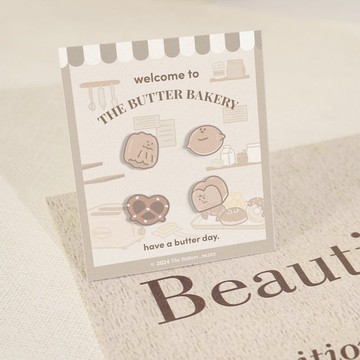 奶油家族奶油麵包系列-造型耳環組-奶油麵包店款