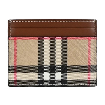 BURBERRY 巴寶莉 經典格紋皮革卡片夾(卡其/棕)