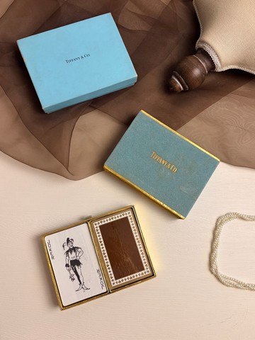 極罕收藏級珍品1950s Tiffany & Co. 天鵝絨雙副裝撲克牌禮盒啤牌