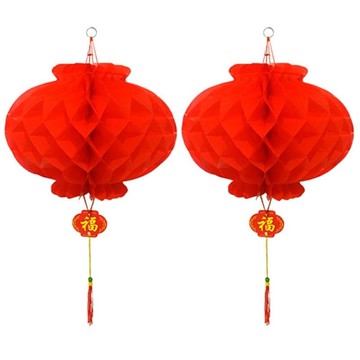 燈籠 中秋小紅紙節日春節蜂窩塑料結婚慶節慶新年裝飾用品燈謎【MJ7186】