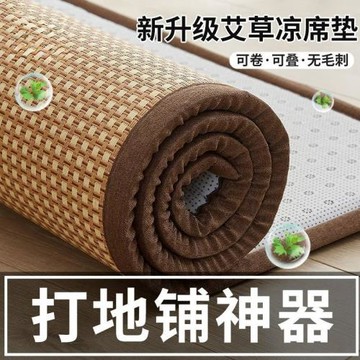 涼席打地鋪睡墊加厚軟墊家用藤席海綿墊子地墊兒童榻榻米竹席