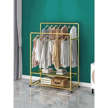 晾衣架置地雙桿式衣帽架臥室家用簡易落地陽臺室外移動掛曬衣服架