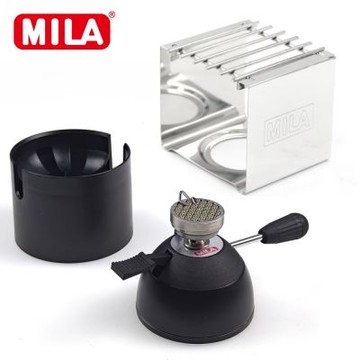 MILA 迷你登山爐(附填充座)-黑色 + 不鏽鋼方形爐架