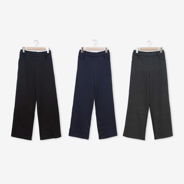 【CUMAR】後鬆緊腰修身彈性直筒褲 藍 黑 灰