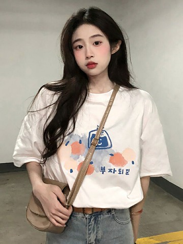 短袖純棉T恤女夏季2022新款時尚洋氣寬松套頭白色打底衫上衣ins潮